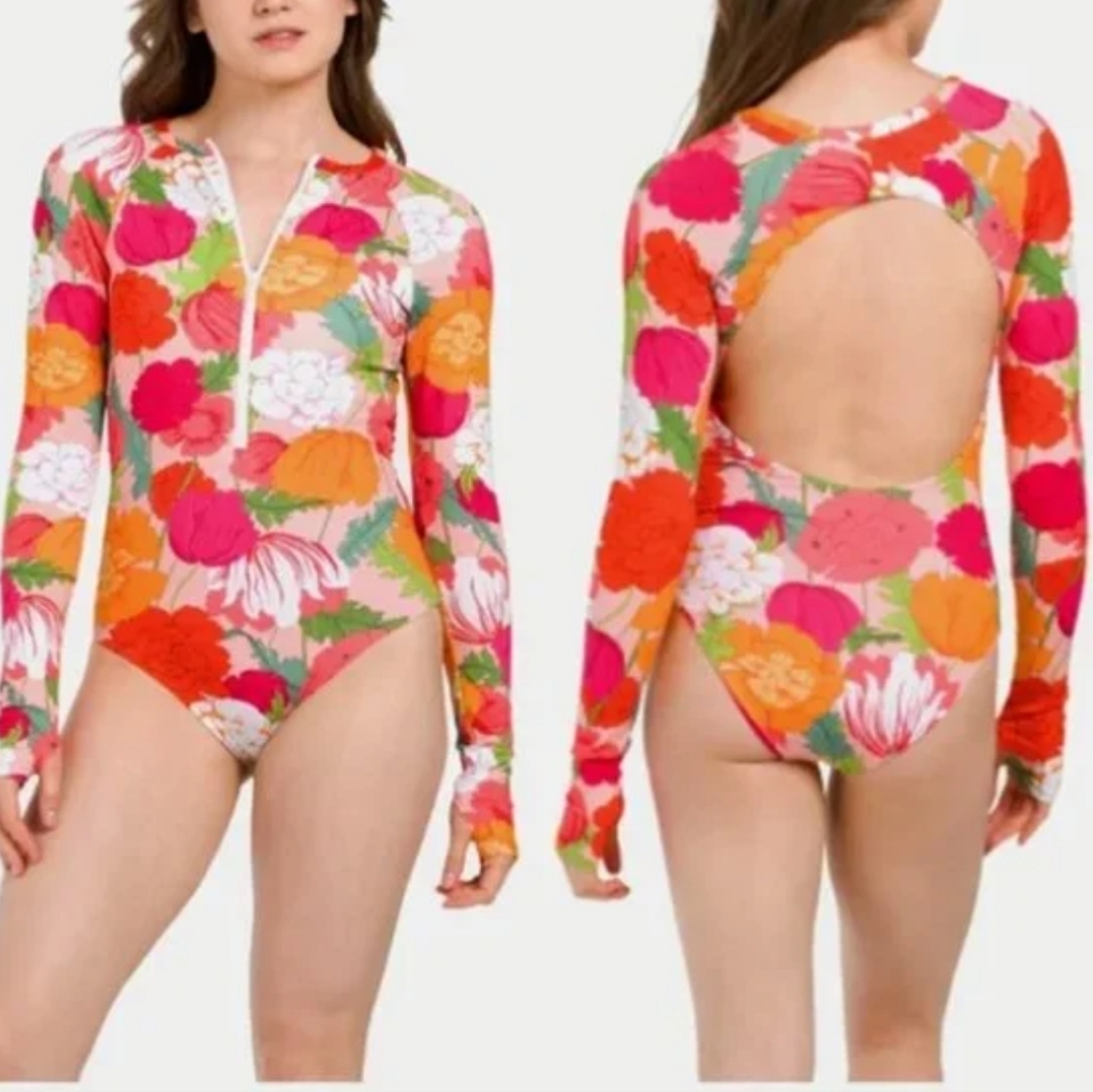 Trina Turk Sunny Bloom Rashguard Paddle Swimsuit